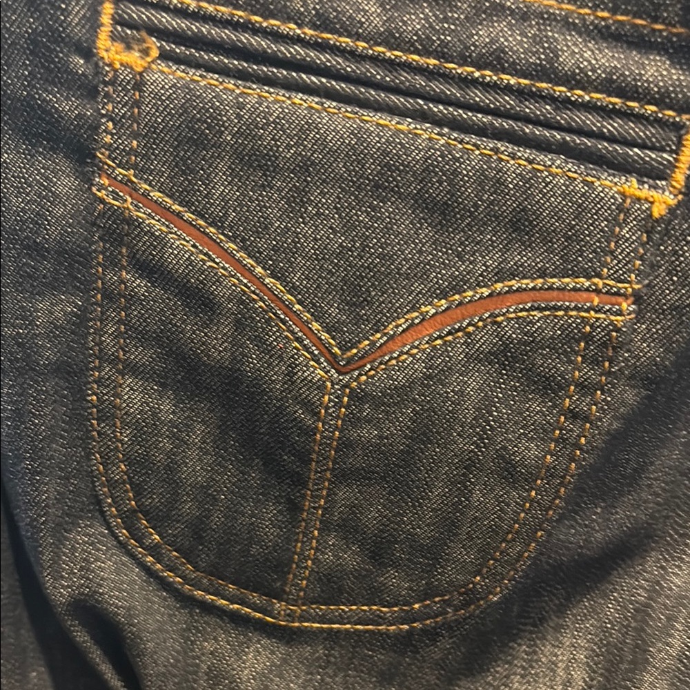 Dolce & gabbbana pocket lamb leather Jeans nwt size 42 dark blue boot wider leg - Picture 13 of 15